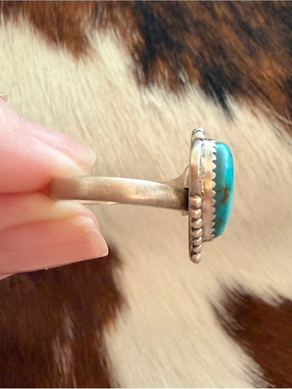 ❤️ Kingman Turquoise Heart Sterling Heart Shaped Navajo Style Ring Adj 6 to 9 - Picture 8 of 14